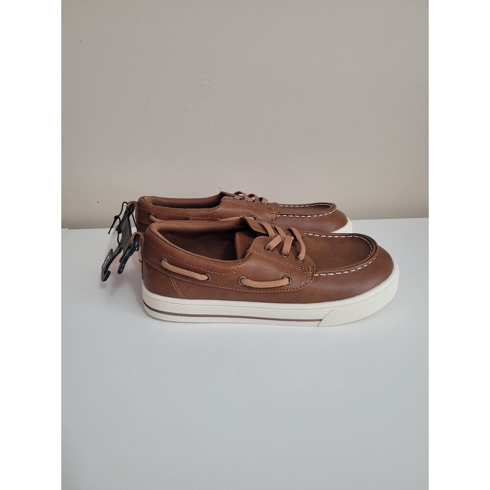 NEW Wonder Nation Casual Slip On Boat Shoe Brown Boys Size 3